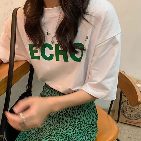 グリーンロゴTシャツ レオパードスカートセット