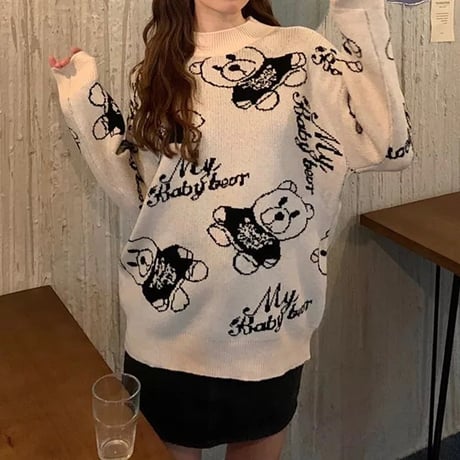 ベアーレター プルオーバーニット 2色展開