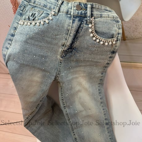 バックスマイリー ビジューデニムパンツ