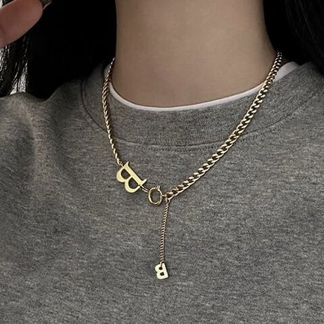 Bモチーフ チェーンストラップネックレス 2色展開