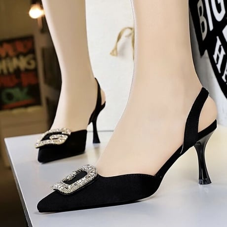シルバークリスタル アンクルベルトパンプス 6色展開