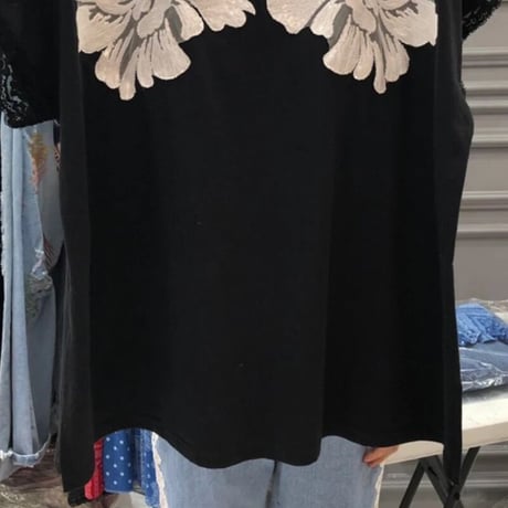 ショルダーレース モノクロTシャツ 2色展開