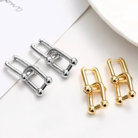 ダブルフープピアス 2色展開