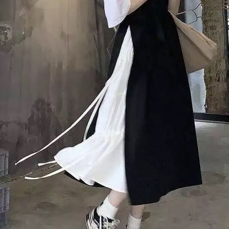 フェイク サイドシフォンワンピースセット