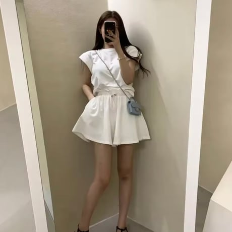 バックリボントップスパンツセット 2色展開