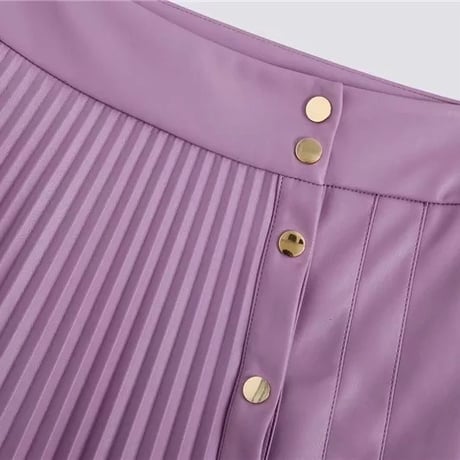 フェイクレザー プリーツスカート 2色展開