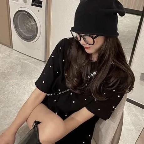 ビジューストーン オーバーTシャツ 5色展開