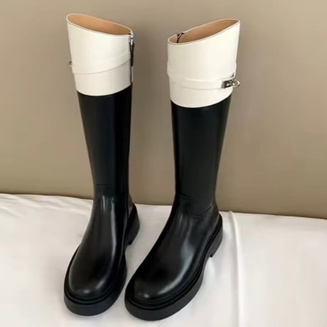 ラウンドトゥレザーブーツ 2色展開