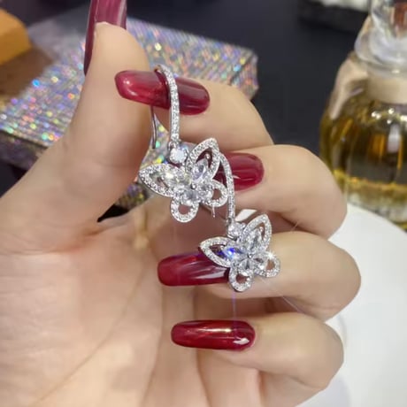 ジルコニアバタフライドロップピアス