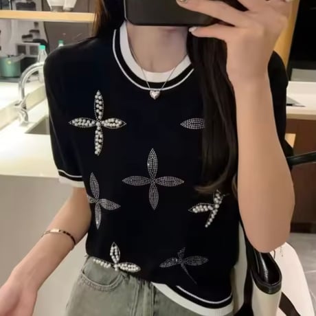 パールストーンクロス サマーニット 2色展開