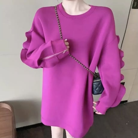 フリルスリーブ スウェットワンピース 2色展開