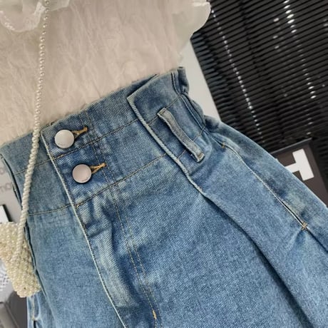 フレアデニムショートパンツ 2色展開
