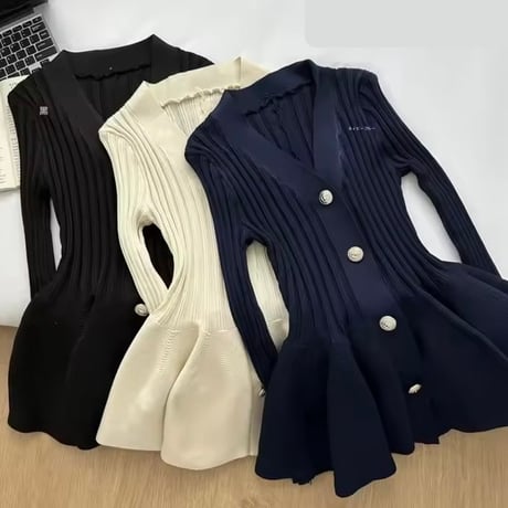 美ラインリブカーディガン 3色展開