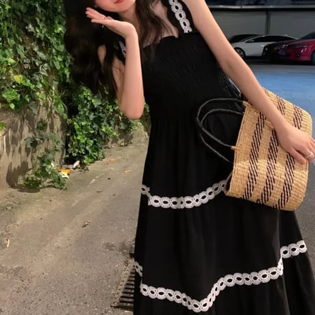 レースライン フレアワンピース
