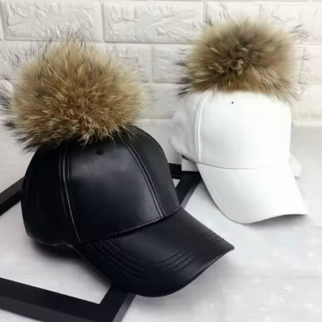 ポンポンファーエコレザーキャップ 9色展開