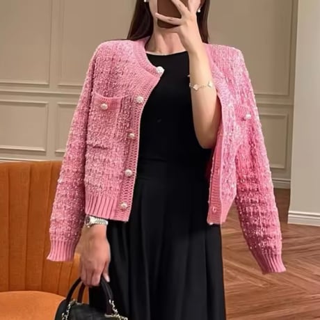 ボートネックニットカーディガン 4色展開
