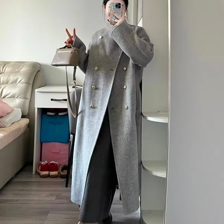 ハイネックウールロングコート