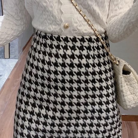千鳥格子 ハイウエストミニスカート 2色展開