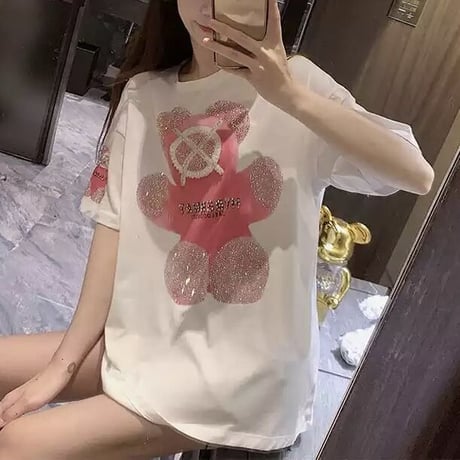 ピンクベアーストーン オーバーTシャツ