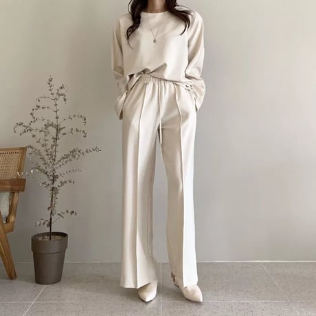 トップス タックパンツ セットアップ 2色展開