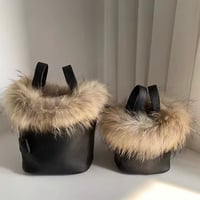 【2サイズ】リアルファーレザーバケットバッグ
