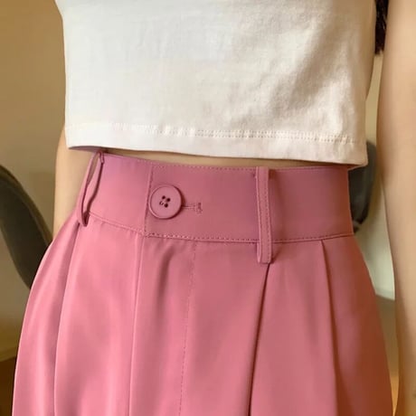 ワイドタック カラーハイウエストパンツ 3色展開