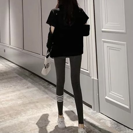 裏起毛 サイドボーダーレギンス 3色展開