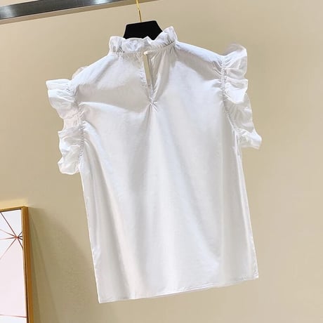 ビジューライン フリルノースリーブブラウス 2色展開