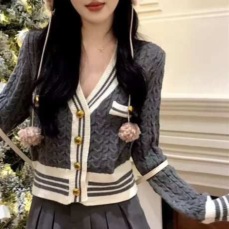 ラインケーブルカーディガン 2色展開