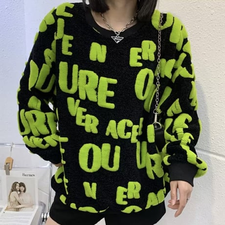 ワッフルメッセージ プルオーバーニット 4色展開