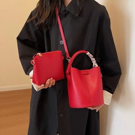 2way レザーバケットバッグ 2色展開