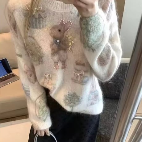 ラビットデザインニット