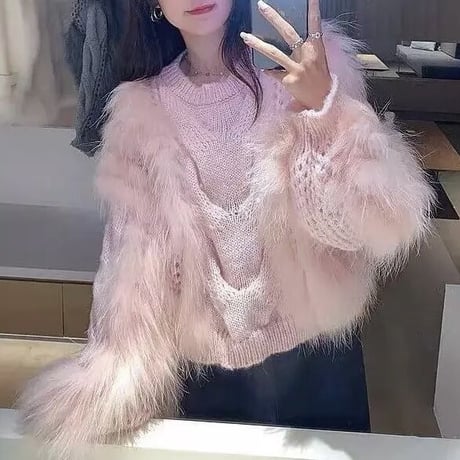 ファースリーブ ケーブルニット 5色展開