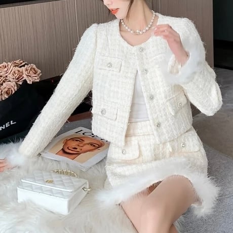 ファーステッチ ツイードセットアップ 2色展開