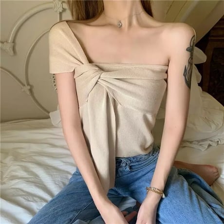 ワンショルダー バストクロストップス 5色展開