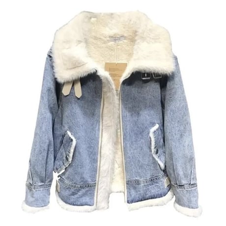ファーカラー ベルトモチーフデニムジャケット 2色展開