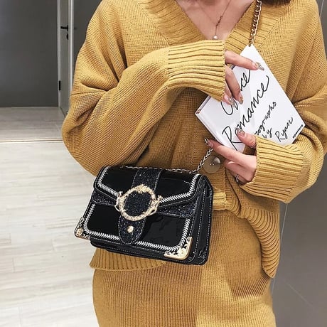 エナメルレザーチェーンバッグ 3色展開