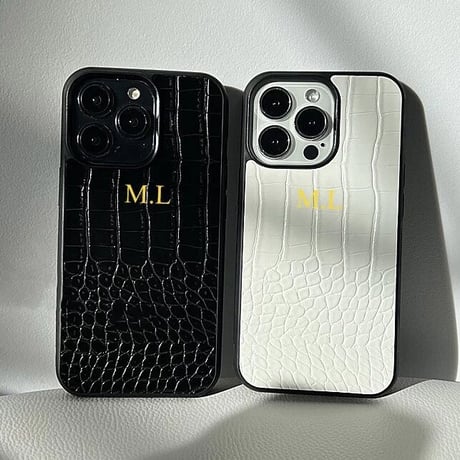 【カスタム名入れ】 クロコデザイン iPhoneケース 2色展開