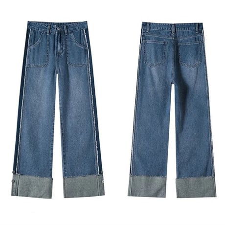 サイドライン クロップドデニムパンツ 2色展開