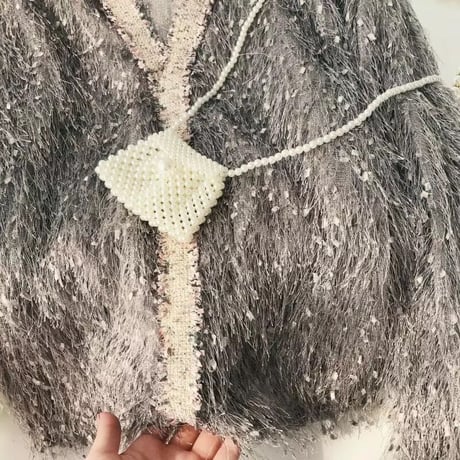 ツイードライン モヘアフリンジカーディガン 3色展開