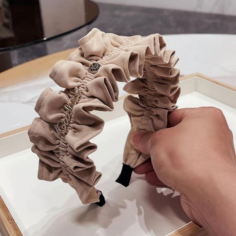 ゴールドモチーフ ギャザーカチューシャ 4色展開
