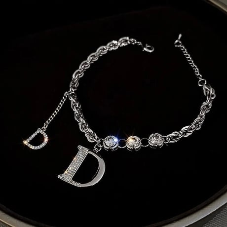 Dモチーフ ストーンブレスレット 2色展開