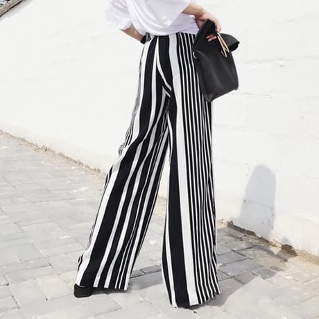 ストライプ ワイドパンツ