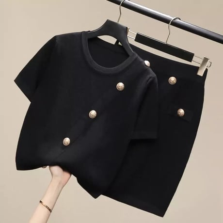 ハーフスリーブ ゴールドボタンセットアップ 2色展開