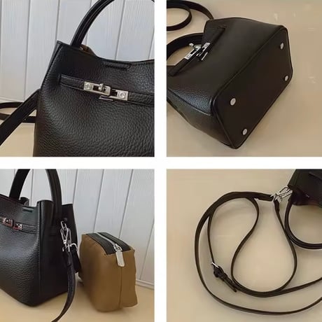 レトロバックルレザーバケットバッグ 3色展開