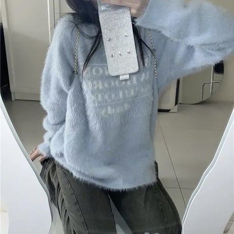ミンクファー メッセージニット 2色展開