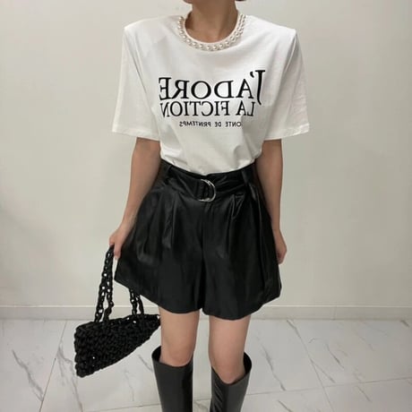 パールネック メッセージTシャツ  2色展開