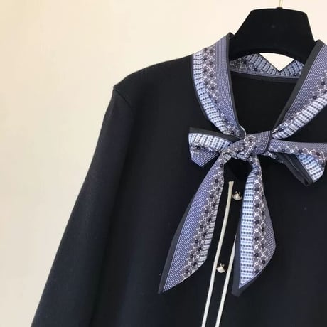 リボンスカーフ ニット 2色展開