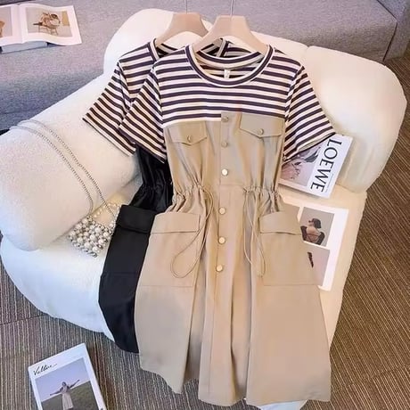 ボーダーカシュクールワンピース 2色展開