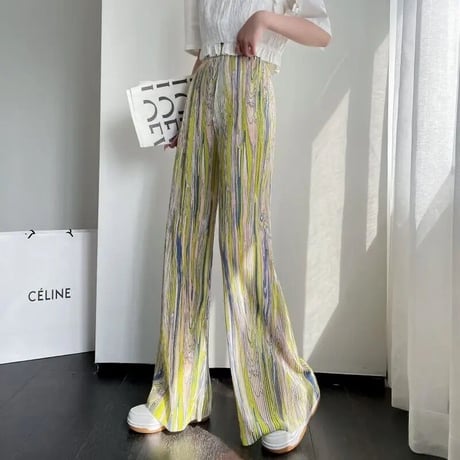 マーブルストライプ リブパンツ 2色展開